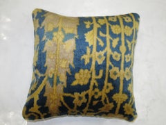 Blue Gold Indian Agra Rug Pillow