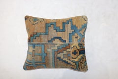 Blue Gold Indian Agra Rug Pillow