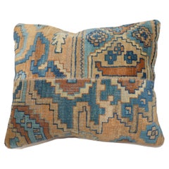 Vintage Blue Gold Indian Rug Pillow