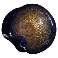 Blue & Gold  Murano Glass Bowl, Italy, 1950s