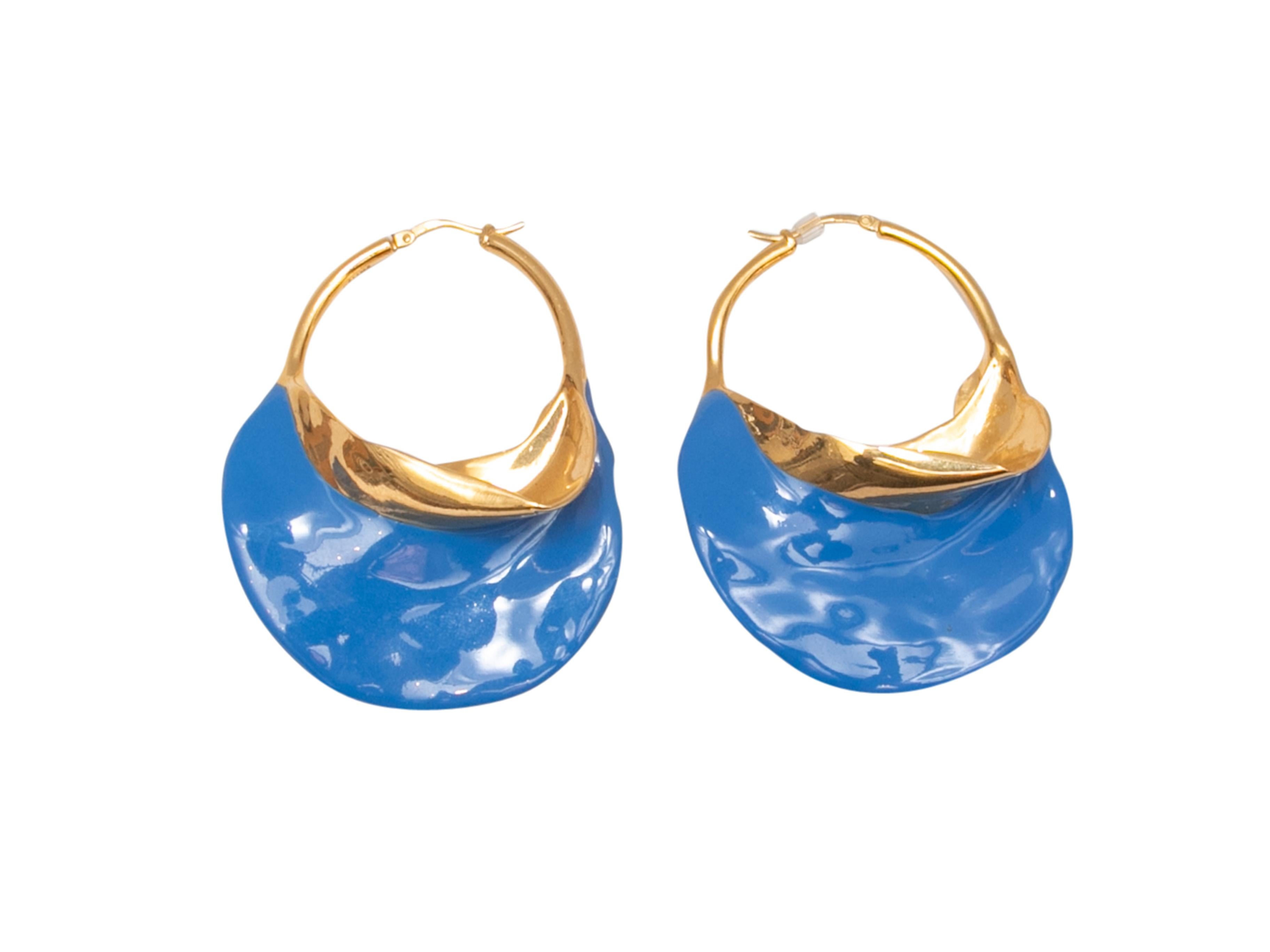 Blue & Gold-Tone Celine Hoop Earrings In Good Condition In New York, NY