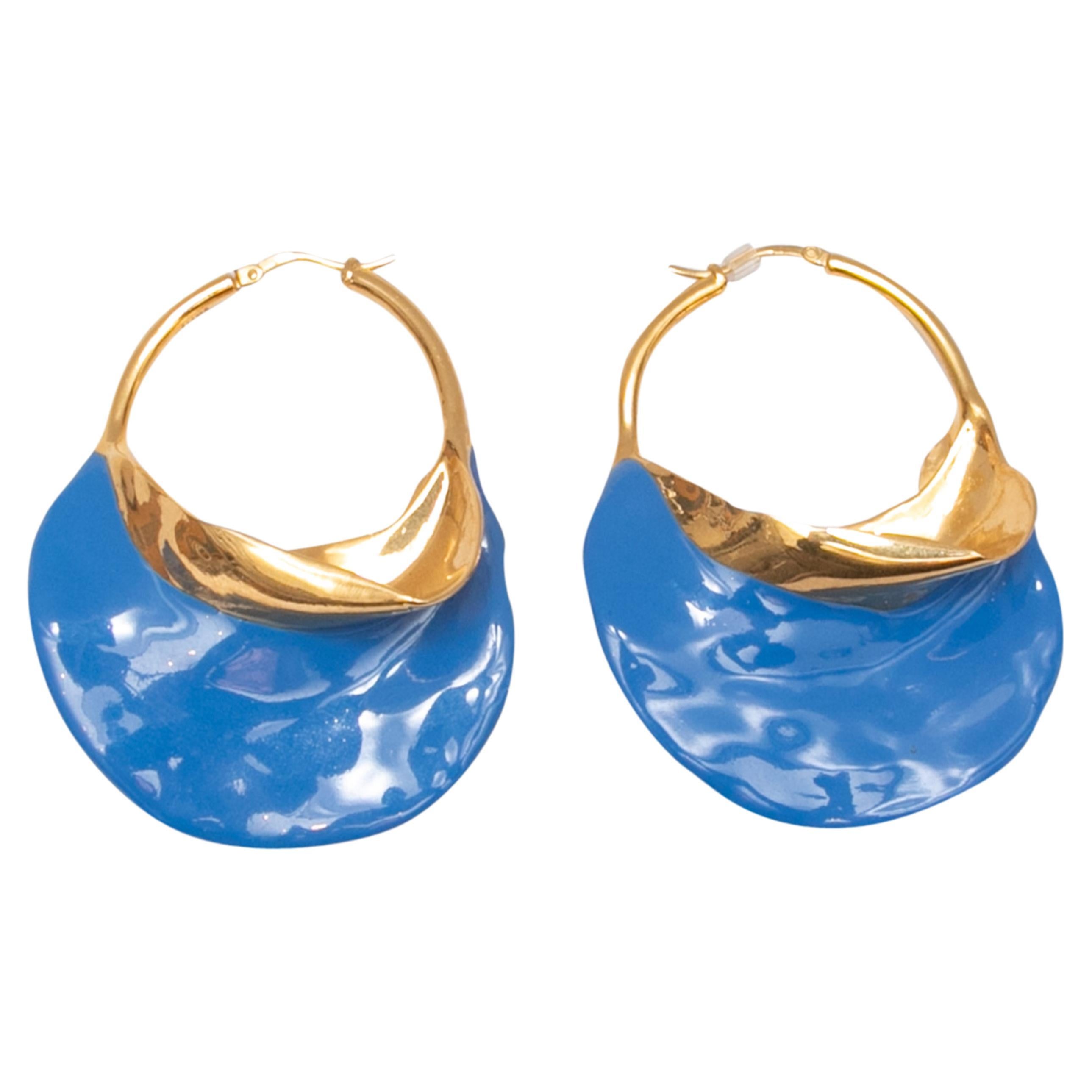 Blue & Gold-Tone Celine Hoop Earrings
