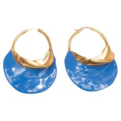 Blue & Gold-Tone Celine Hoop Earrings