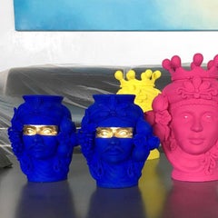 In stock a Los Angeles, Vaso Sasa blu e oro, Made in Italy