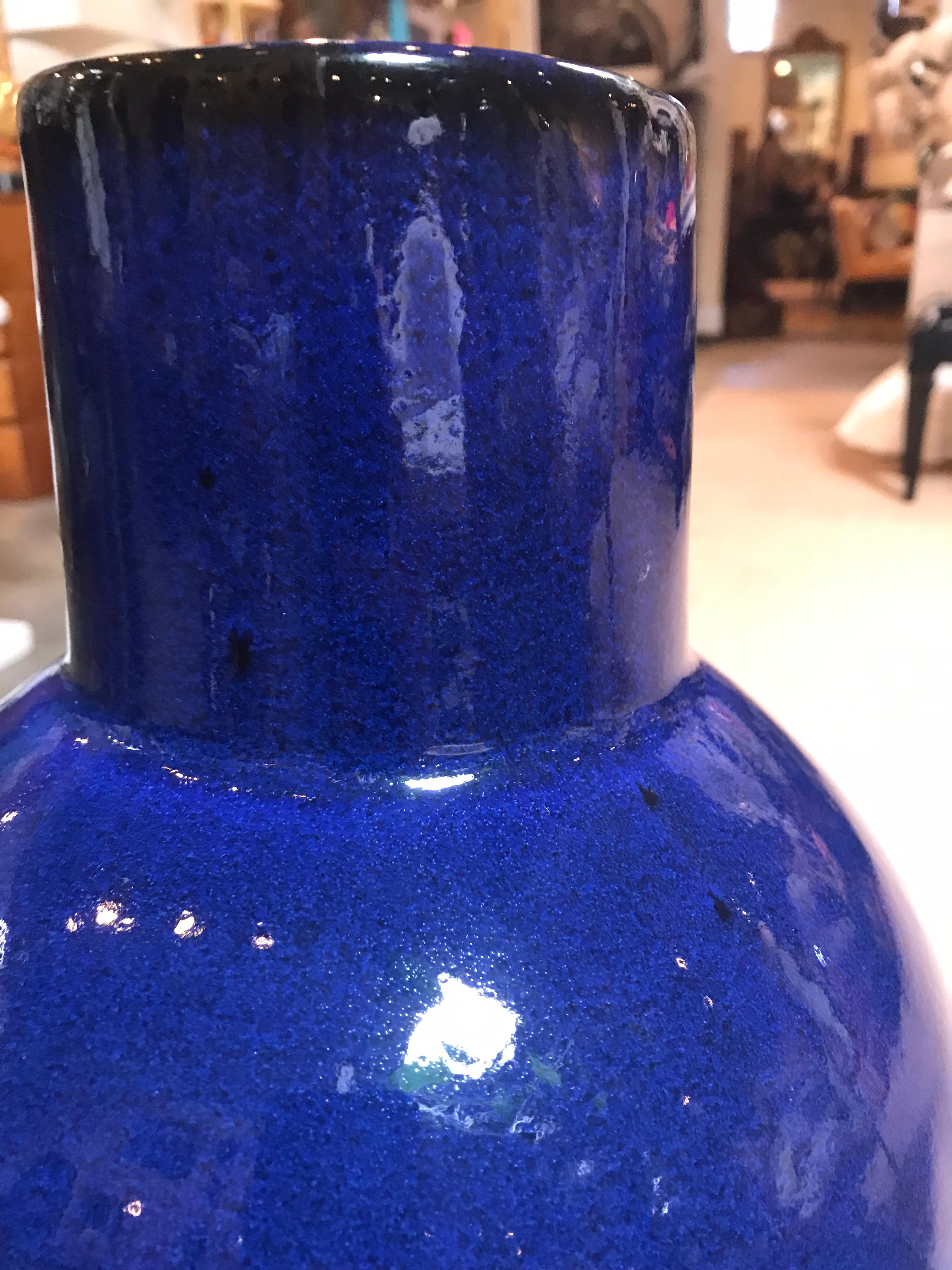Glazed Blue Gourd Vase For Sale