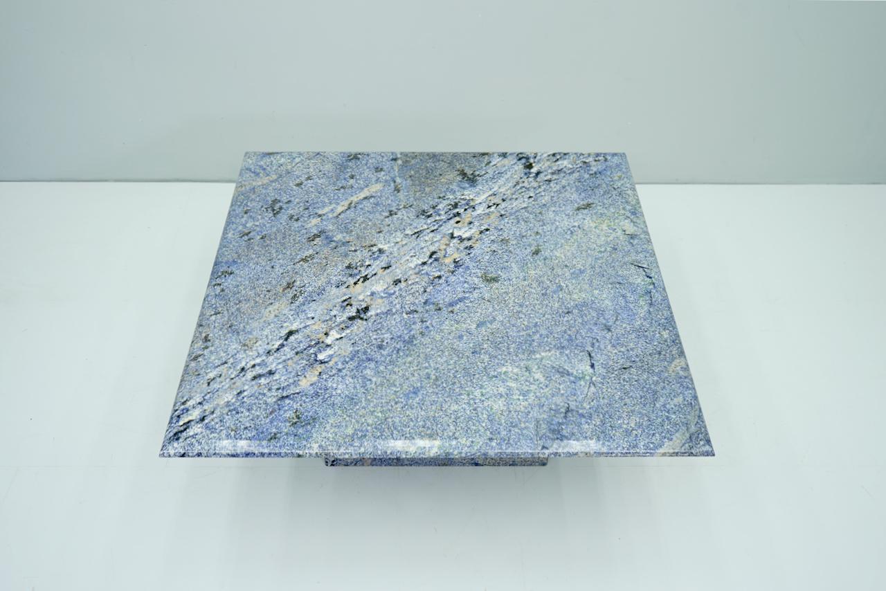 Mid-Century Modern Blue Granite Coffee Table, 1970s Stone, Marble