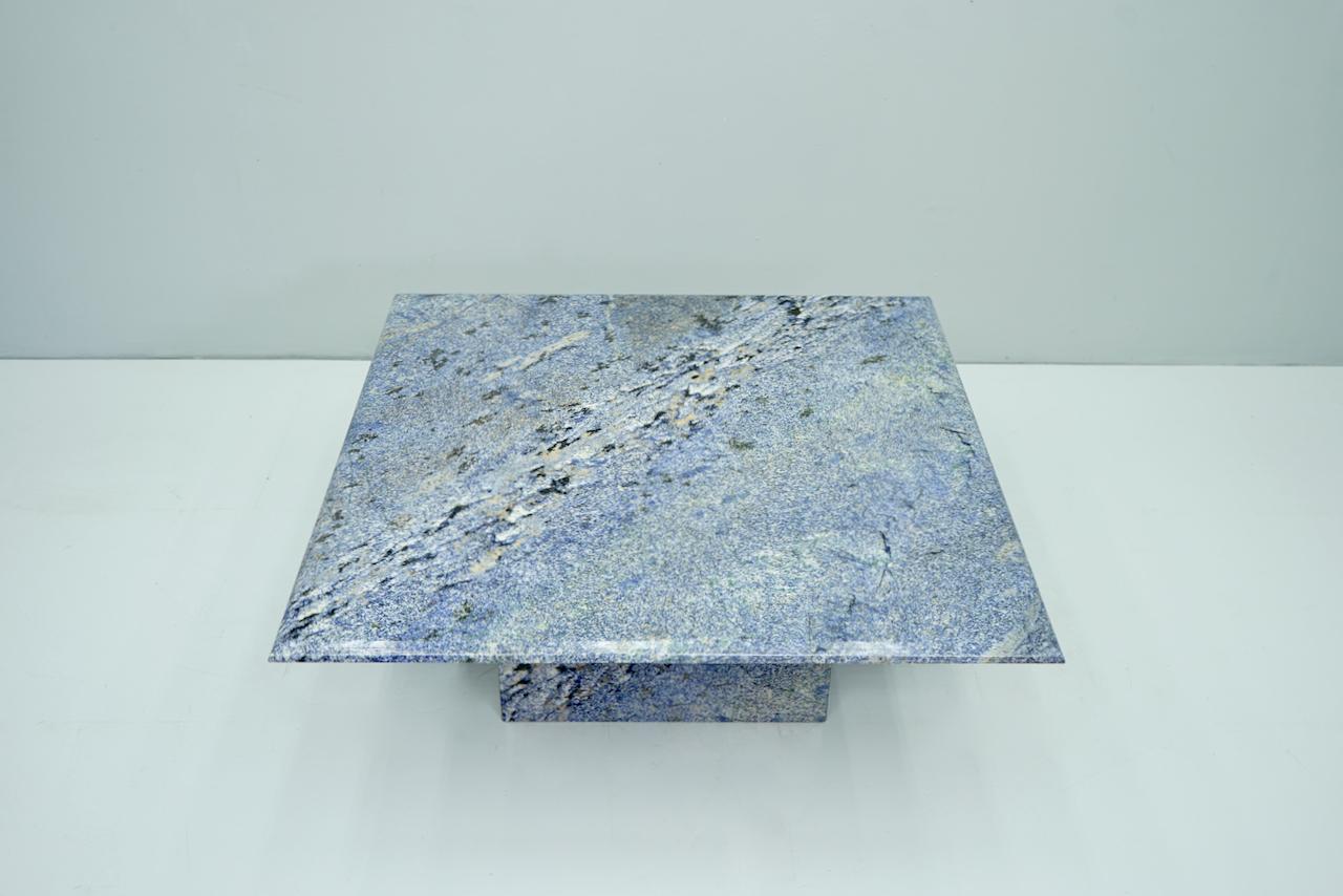 European Blue Granite Coffee Table, 1970s Stone, Marble