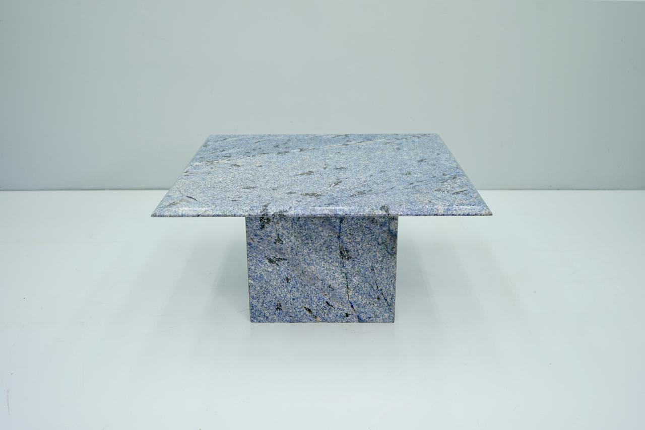 European Blue Granite Side Table, 1970s Stone, Marble For Sale