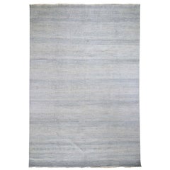 Blue Grass Design Wool and Silk Hand Knotted Oriental Rug