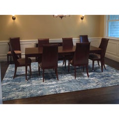 Blue-Gray Abstract Design Wool and Pure Silk Hand Knotted Oriental Rug