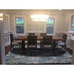 Blue-Gray Abstract Design Wool and Pure Silk Hand Knotted Oriental Rug