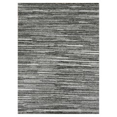 Blue, Gray, and White Striped Modern Rug