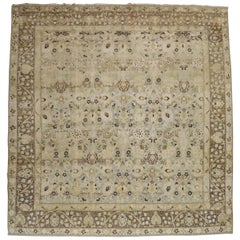 Blue Gray Chartreuse Antique Persian Tabriz Carpet, Early 20th Century