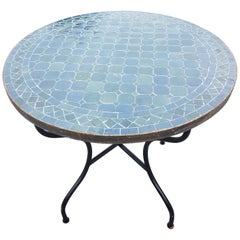 Blue Gray Moroccan Mosaic Table