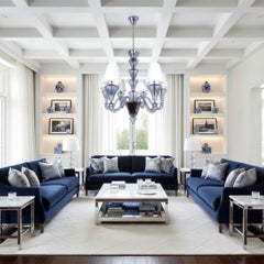 Blue-Gray Murano Glass Chandelier