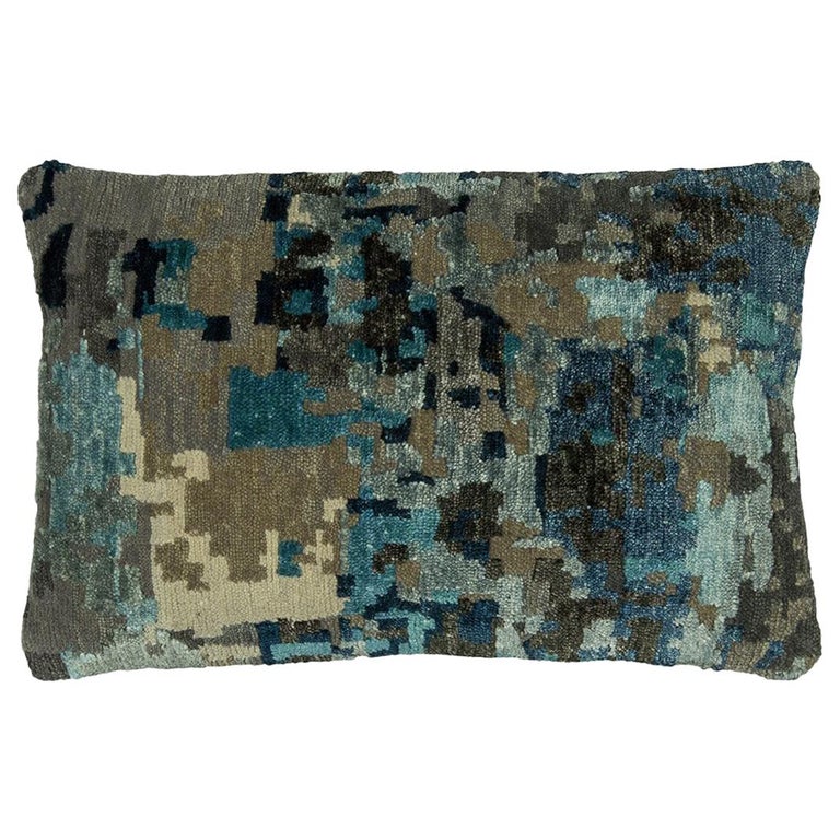 Modern Blue/Gray Abstract Throw Pillow For Sale at 1stDibs modern
