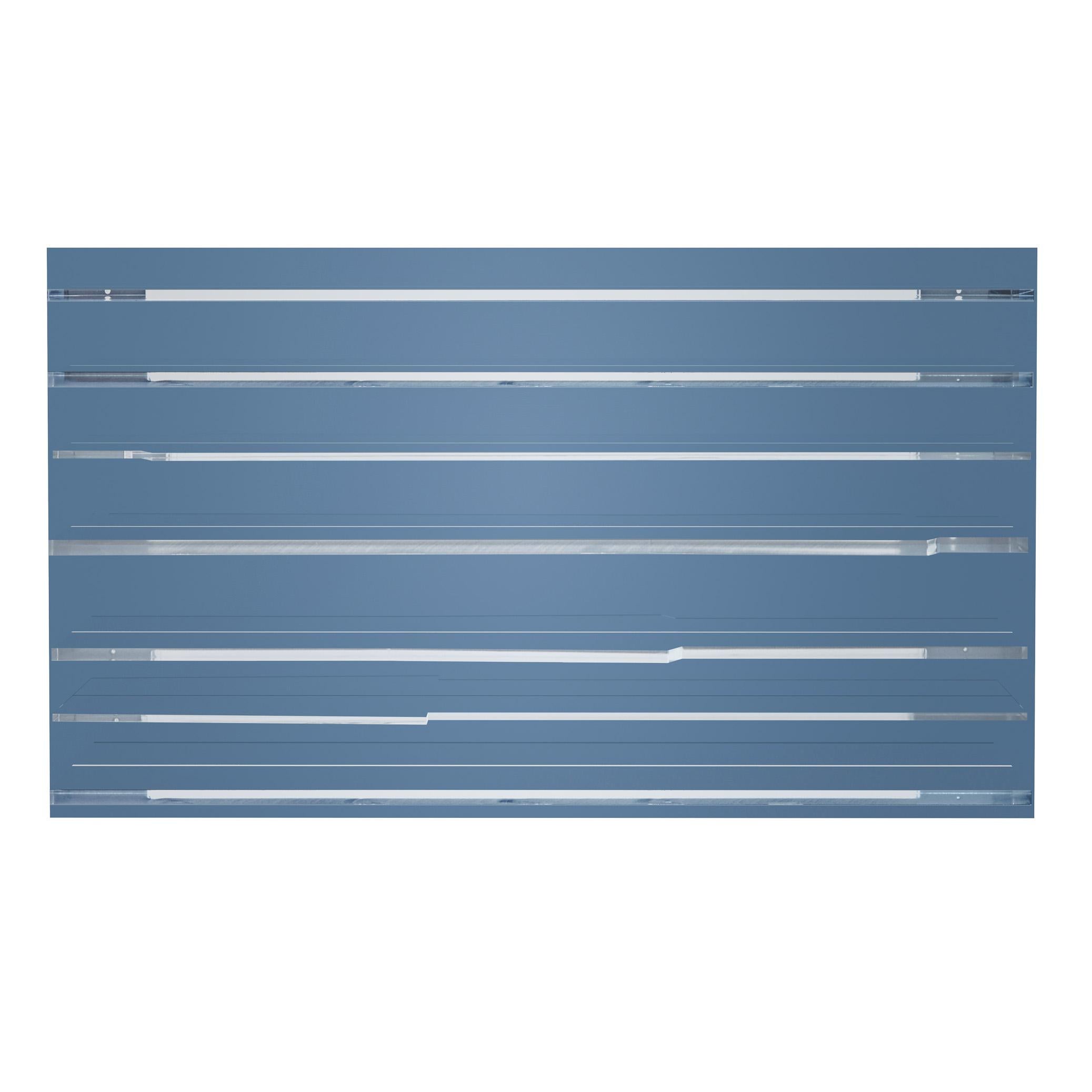 Italian Blue Gray Sapere Bookcase by Migdalia Salazar, Mirror Acrylic Shelf For Sale