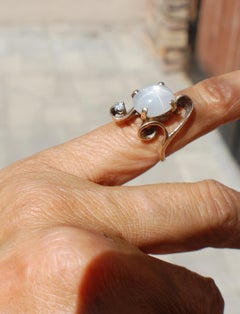 Blue Gray Star 8 Carat Sapphire and European Diamond Ring, circa 1950
