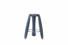 Blue Gray Steel Bar Plopp Stool by Zieta