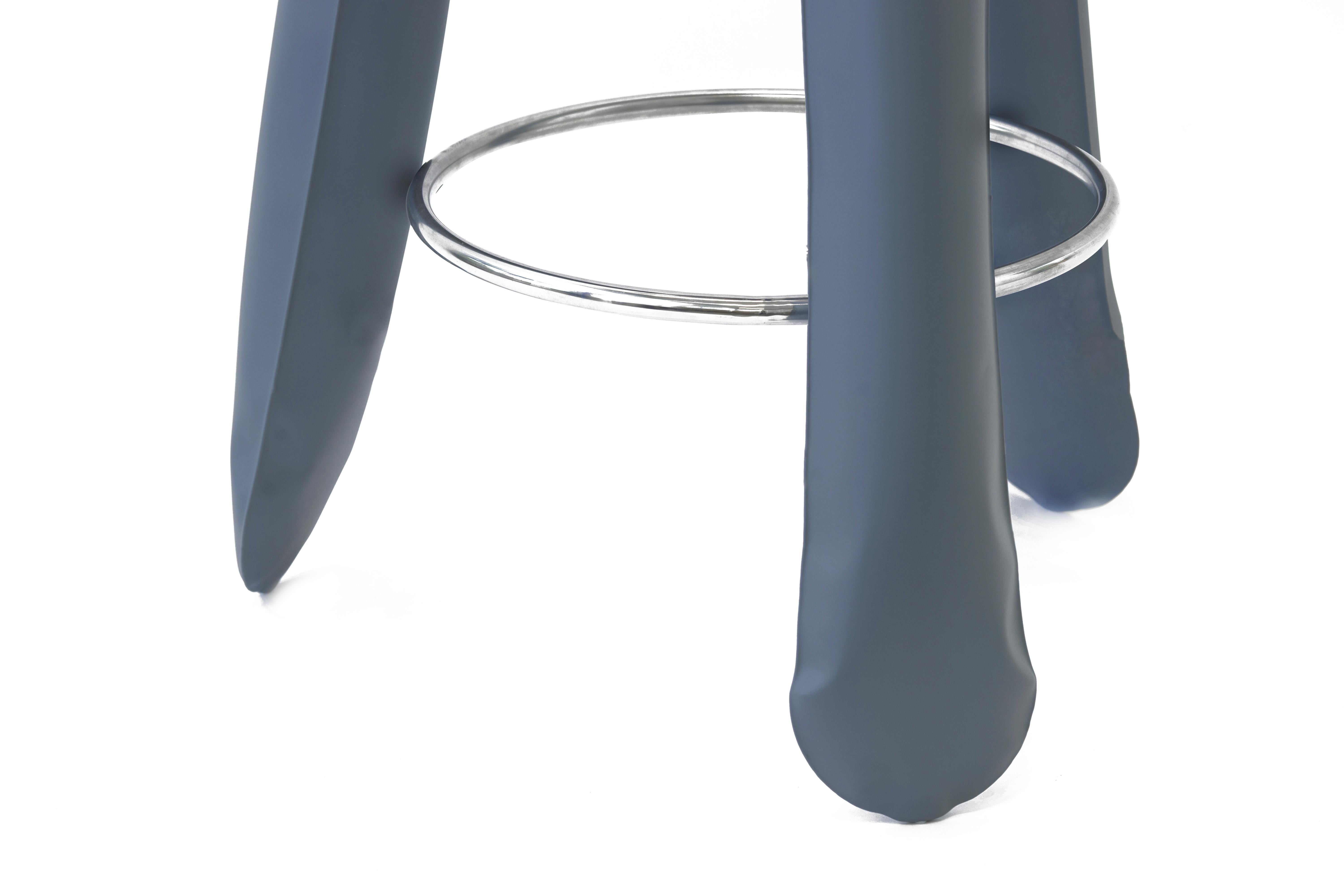 Blue Gray Steel Bar Plopp Stool by Zieta In New Condition For Sale In Geneve, CH