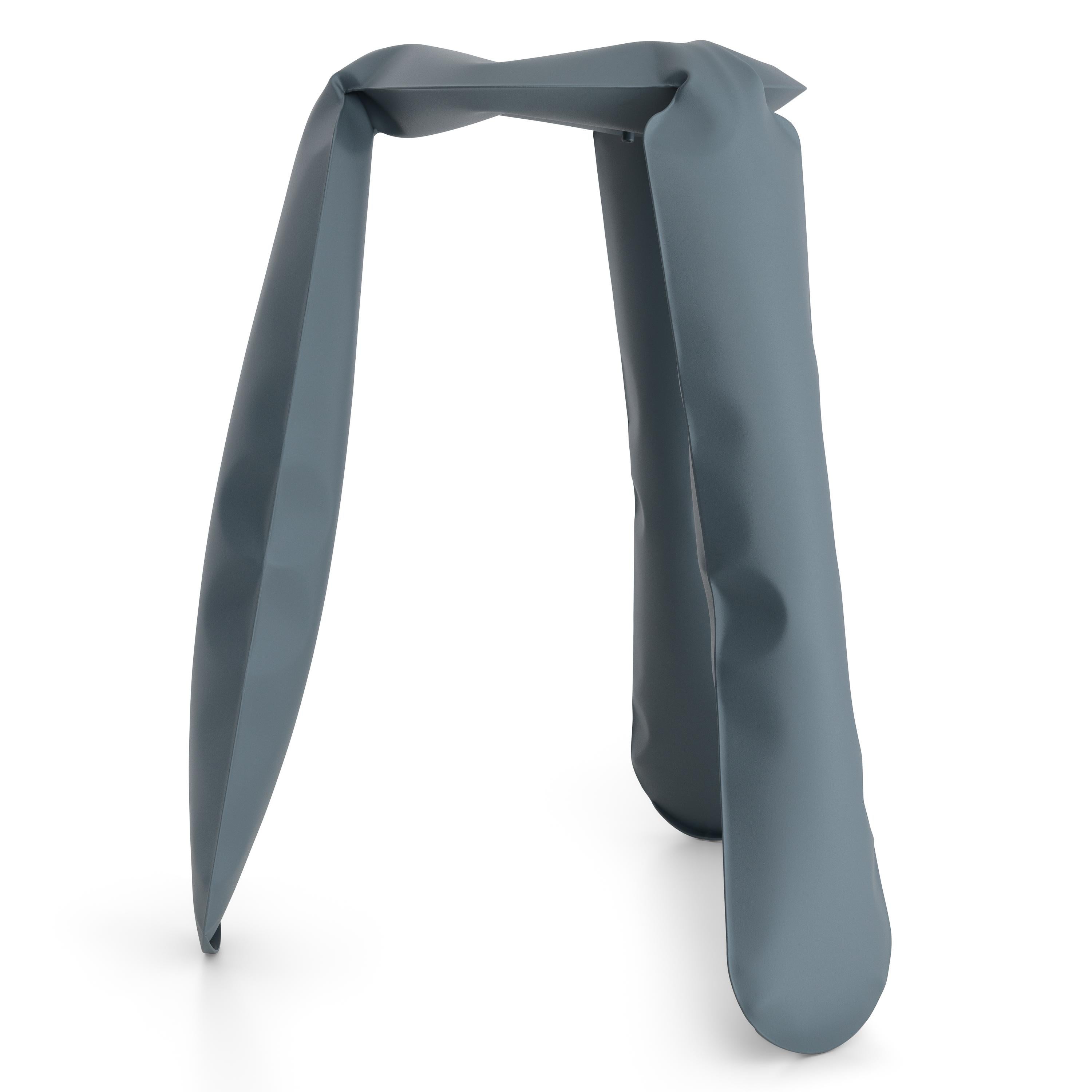Organic Modern Blue Gray Steel Kitchen Plopp Stool by Zieta For Sale