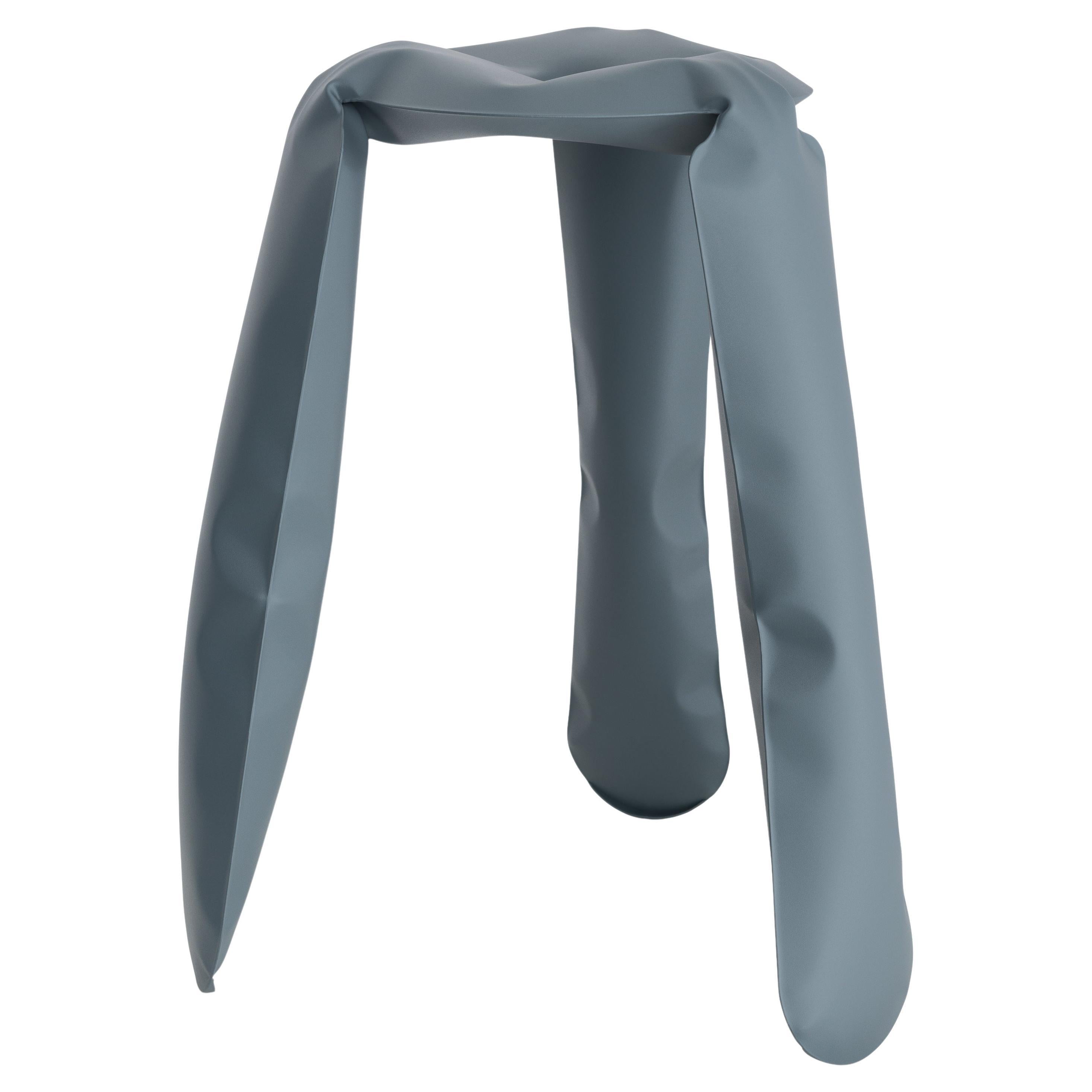 Plopp-Keramikhocker aus blau-grauem Stahl von Zieta
