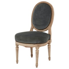 Blue-Gray Velvet Louis XVI Side Chair