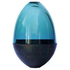 Blue Green and Brass Patina Homage to Faberge Jewellery Egg, Pia Wüstenberg
