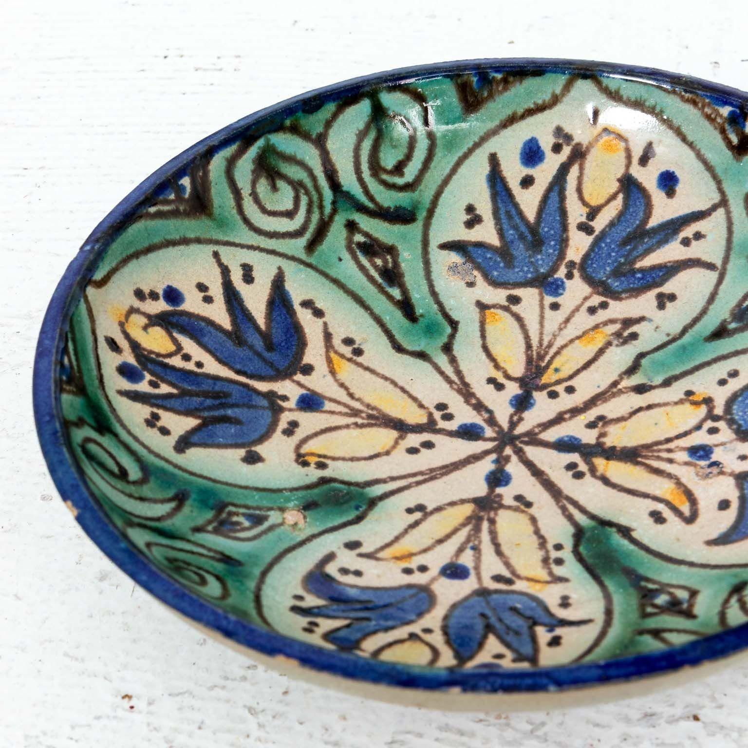 Early 20th Century Blue, Green, and Yellow Moroccan Bowl, early 20th Century