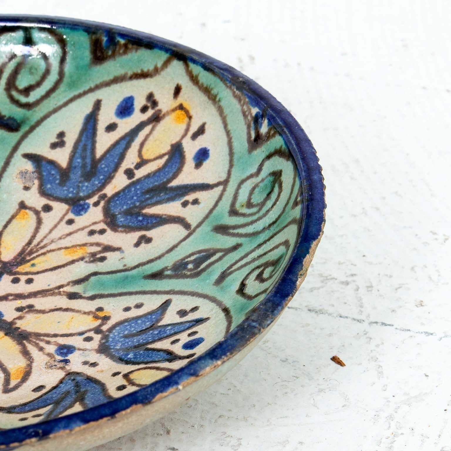 Ceramic Blue, Green, and Yellow Moroccan Bowl, early 20th Century