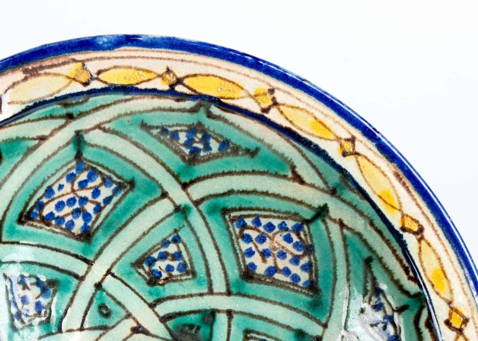 Blue, Green, and Yellow Moroccan Bowl, early 20th Century 2
