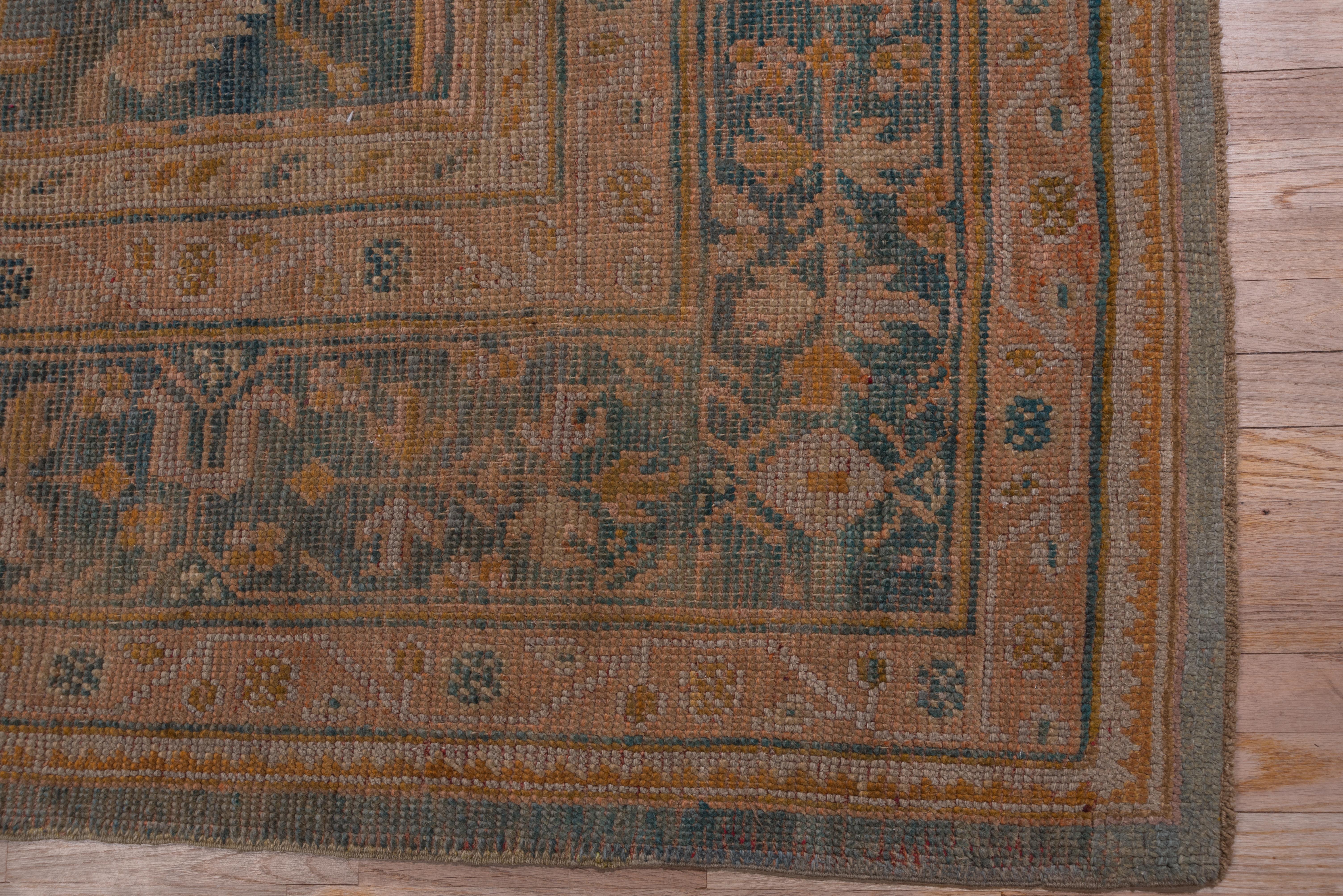 Hand-Knotted Blue Green Antique Oushak