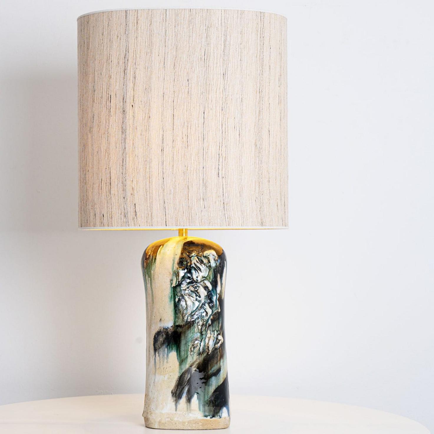 Blue Green Beige Table Lamp by Jeppe Hagendorn, Denmark 1960s en venta 3