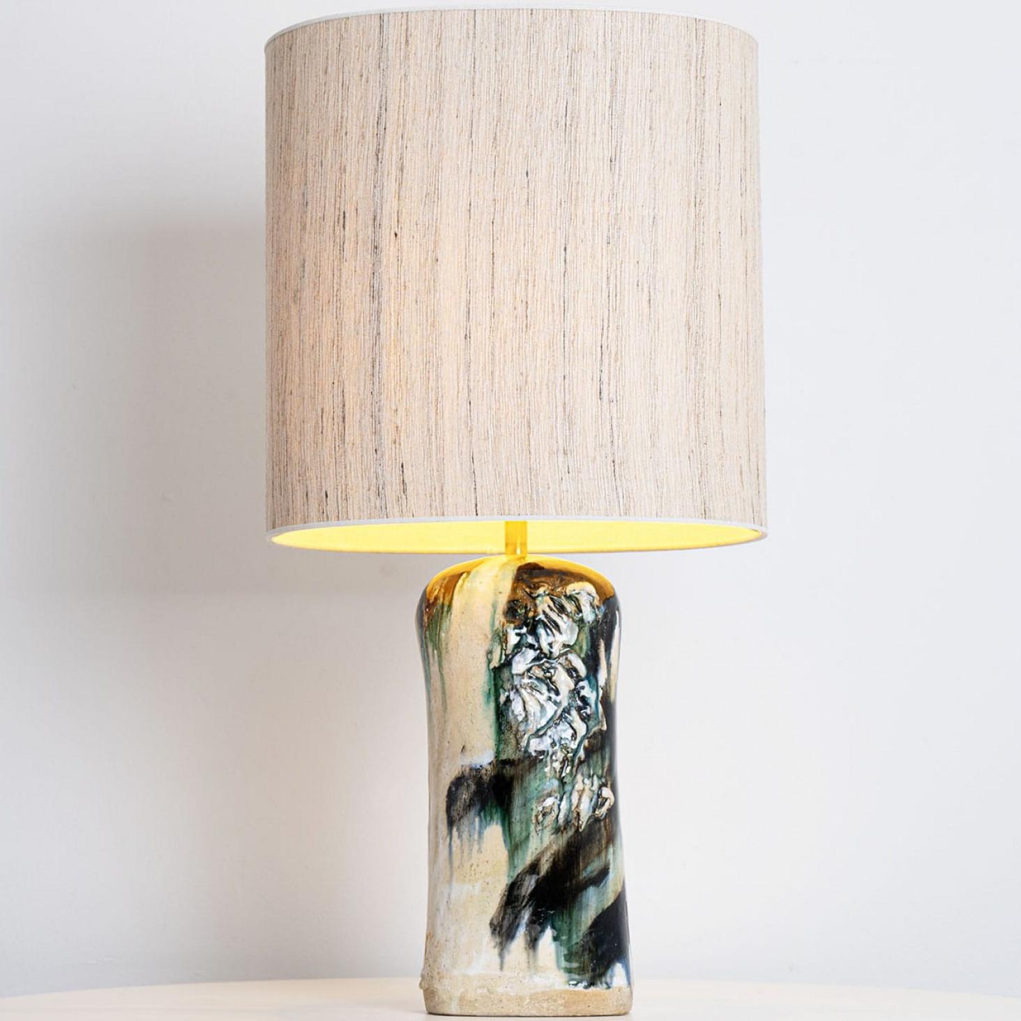Blue Green Beige Table Lamp by Jeppe Hagendorn, Denmark 1960s Danés en venta