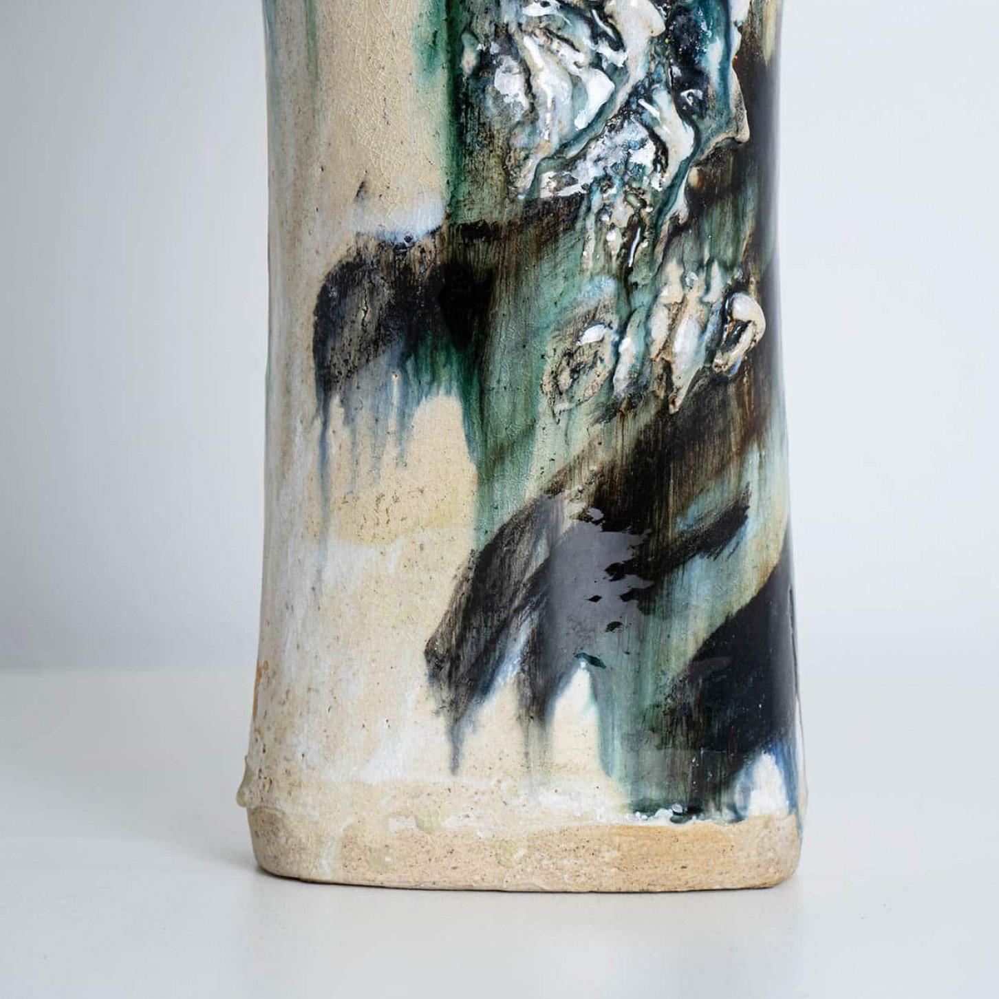 Blue Green Beige Table Lamp by Jeppe Hagendorn, Denmark 1960s In Good Condition For Sale In Rijssen, NL