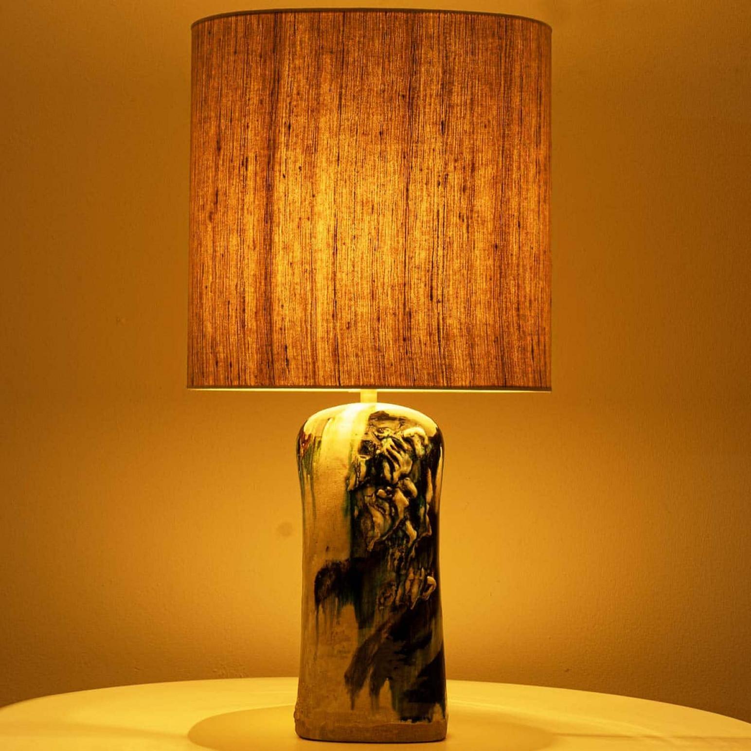 Lámpara de Sobremesa Azul Verde Beige de Jeppe Hagendorn, Dinamarca Años 60 mediados del siglo XX en venta