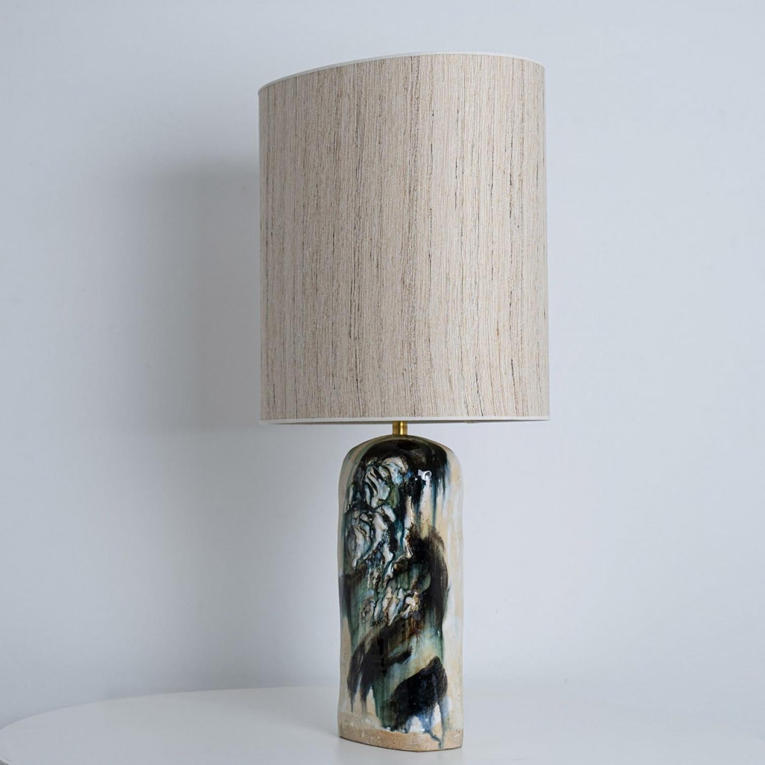 Lámpara de Sobremesa Azul Verde Beige de Jeppe Hagendorn, Dinamarca Años 60 Cerámico en venta