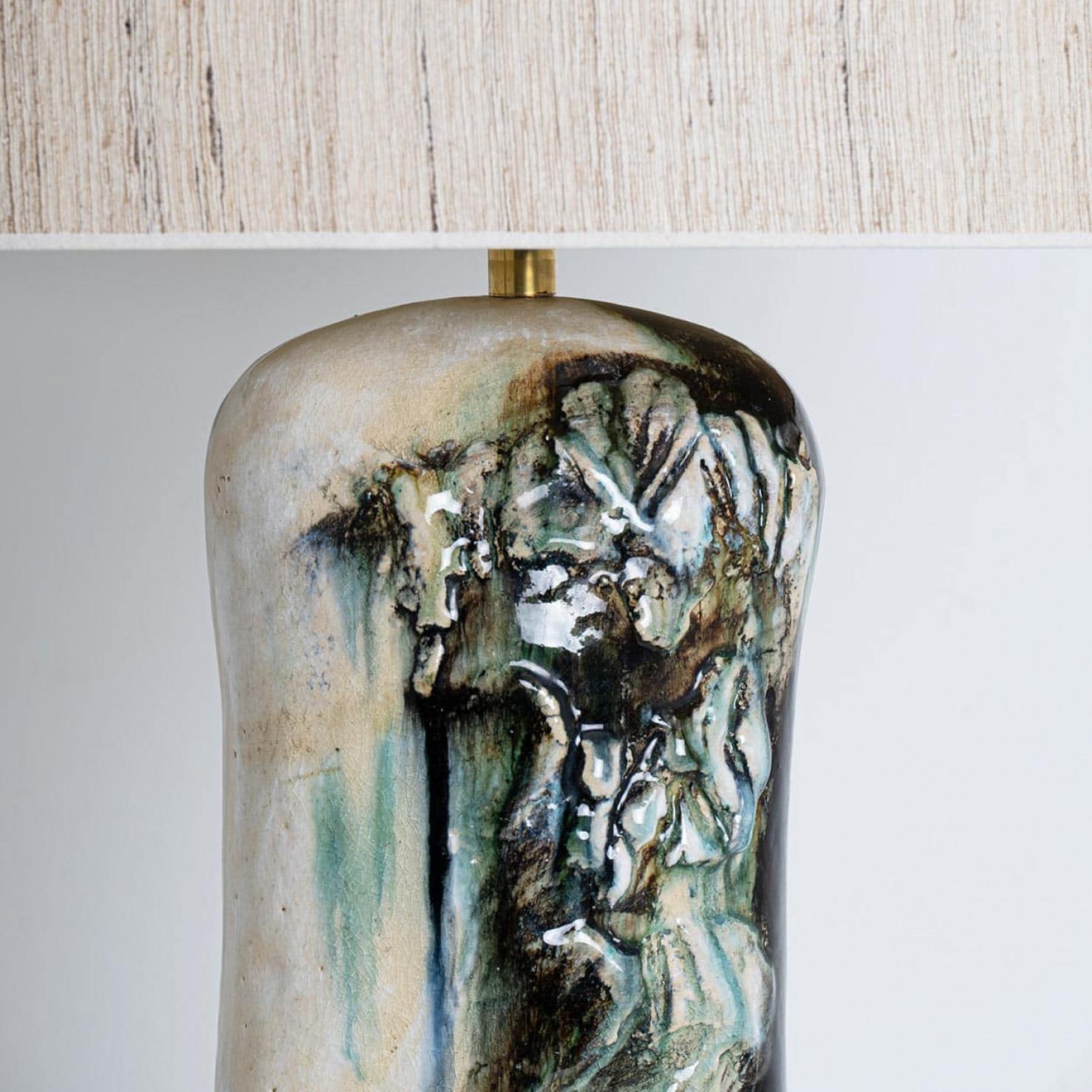 Blue Green Beige Table Lamp by Jeppe Hagendorn, Denmark 1960s en venta 1