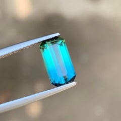 Blue Green Bicolor Natural Tourmaline 1.97Ct Emerald Cut Loose Gemstone for Ring