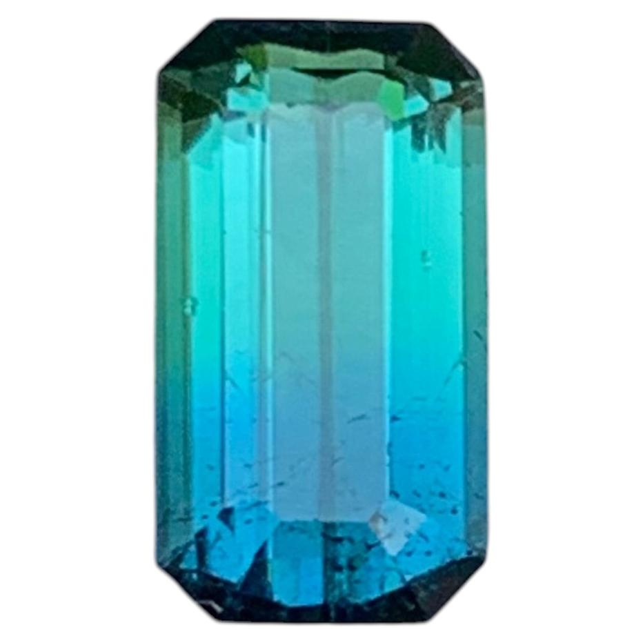 Blue Green Bicolor Natural Tourmaline 1.97Ct Emerald Cut Loose Gemstone for Ring