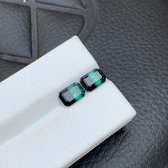 Blue Green Bicolor Tourmaline Pair Loose Gemstones for Earrings Jewellery 3.0 ct