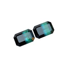 Blue Green Bicolor Tourmaline Pair Loose Gemstones for Earrings Jewellery 3.0 ct
