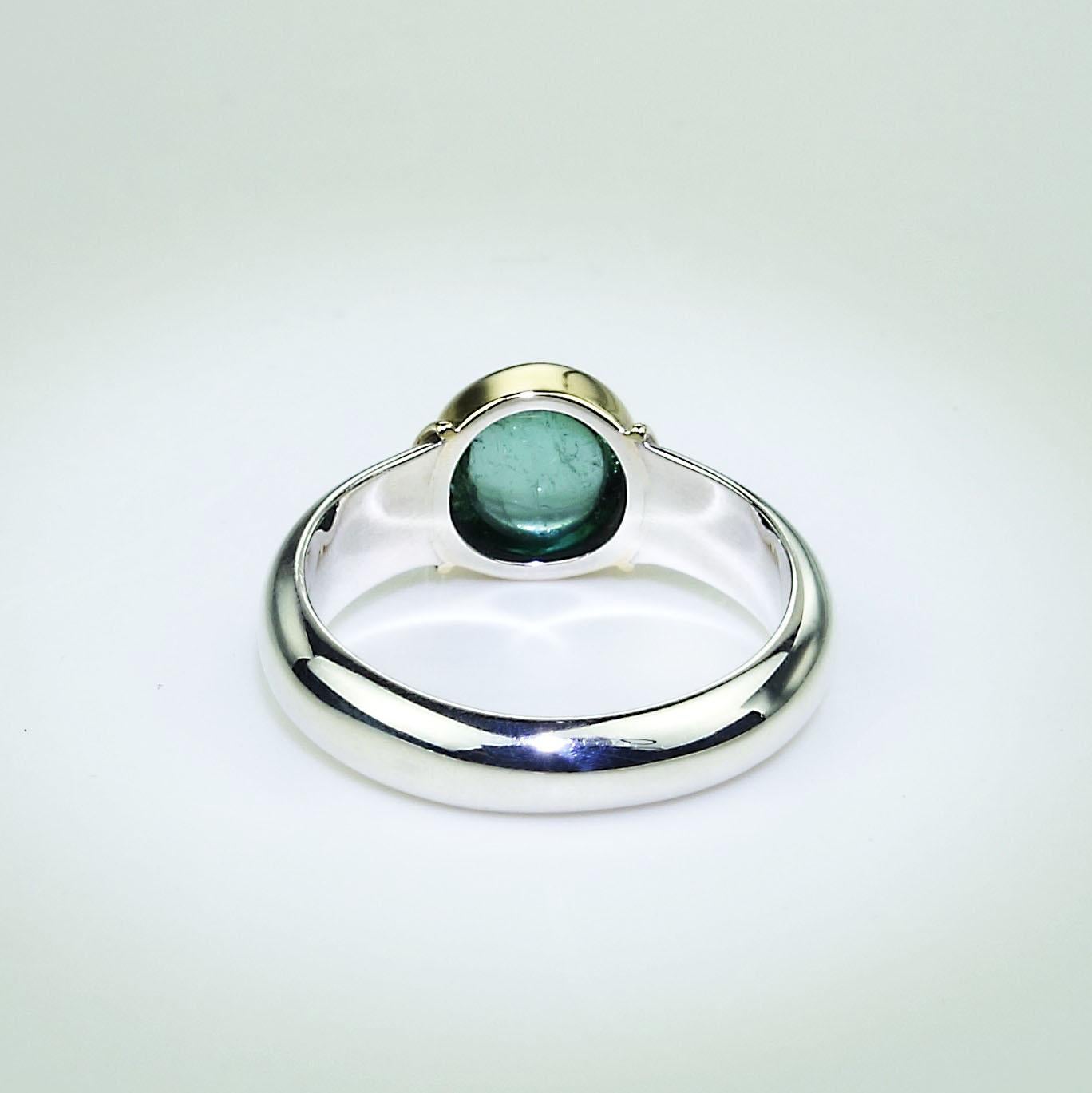 green tourmaline cabochon ring