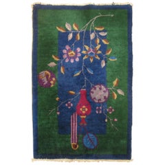 Blue Green Chinese Art Deco Mat