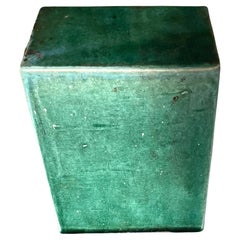 Antique Blue Green Chinese Glazed Ceramic Block Stand
