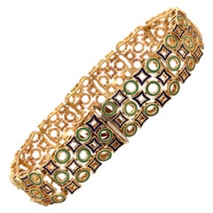 Blue 
Green Enamel Window Bracelet