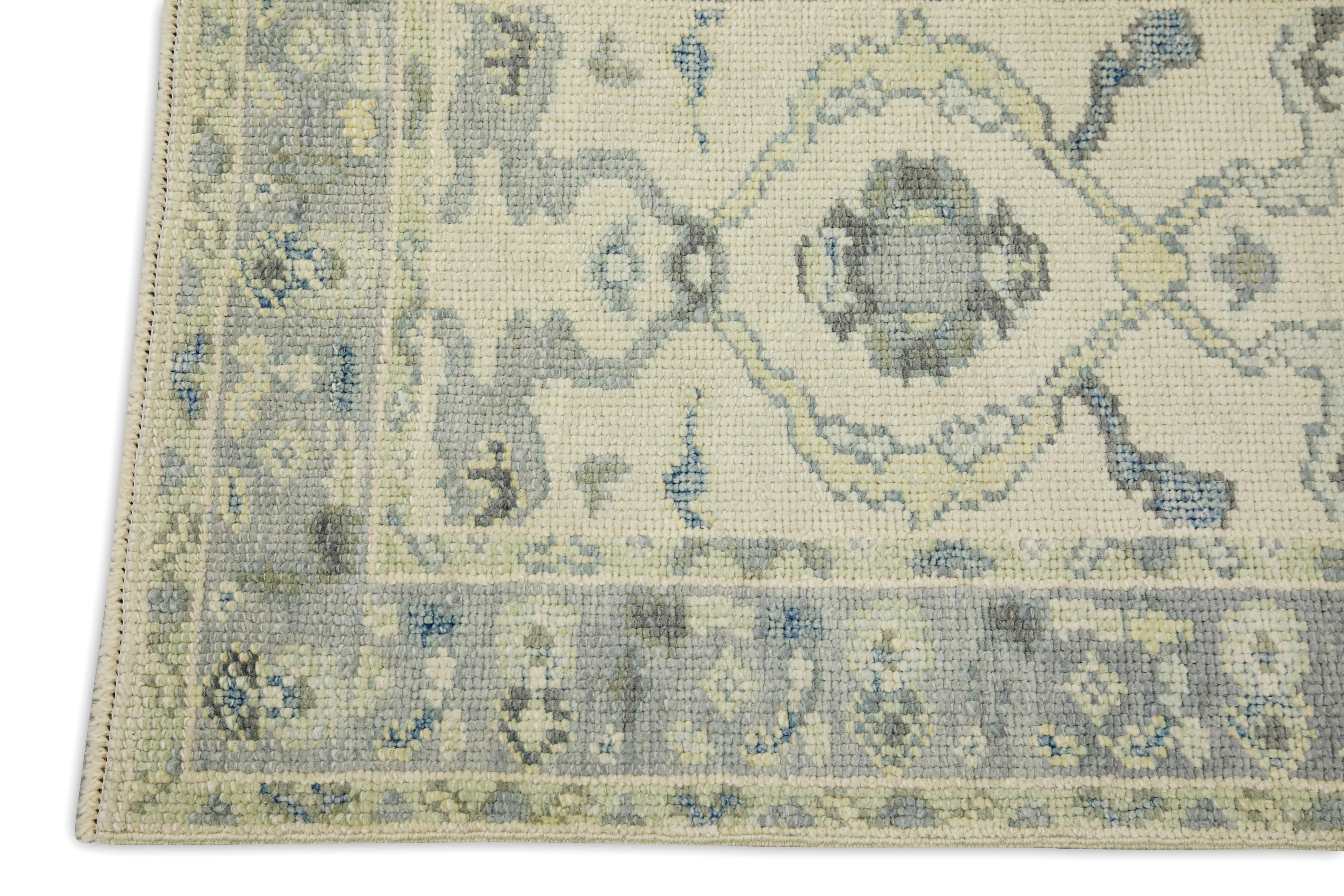 blue and green floral rug