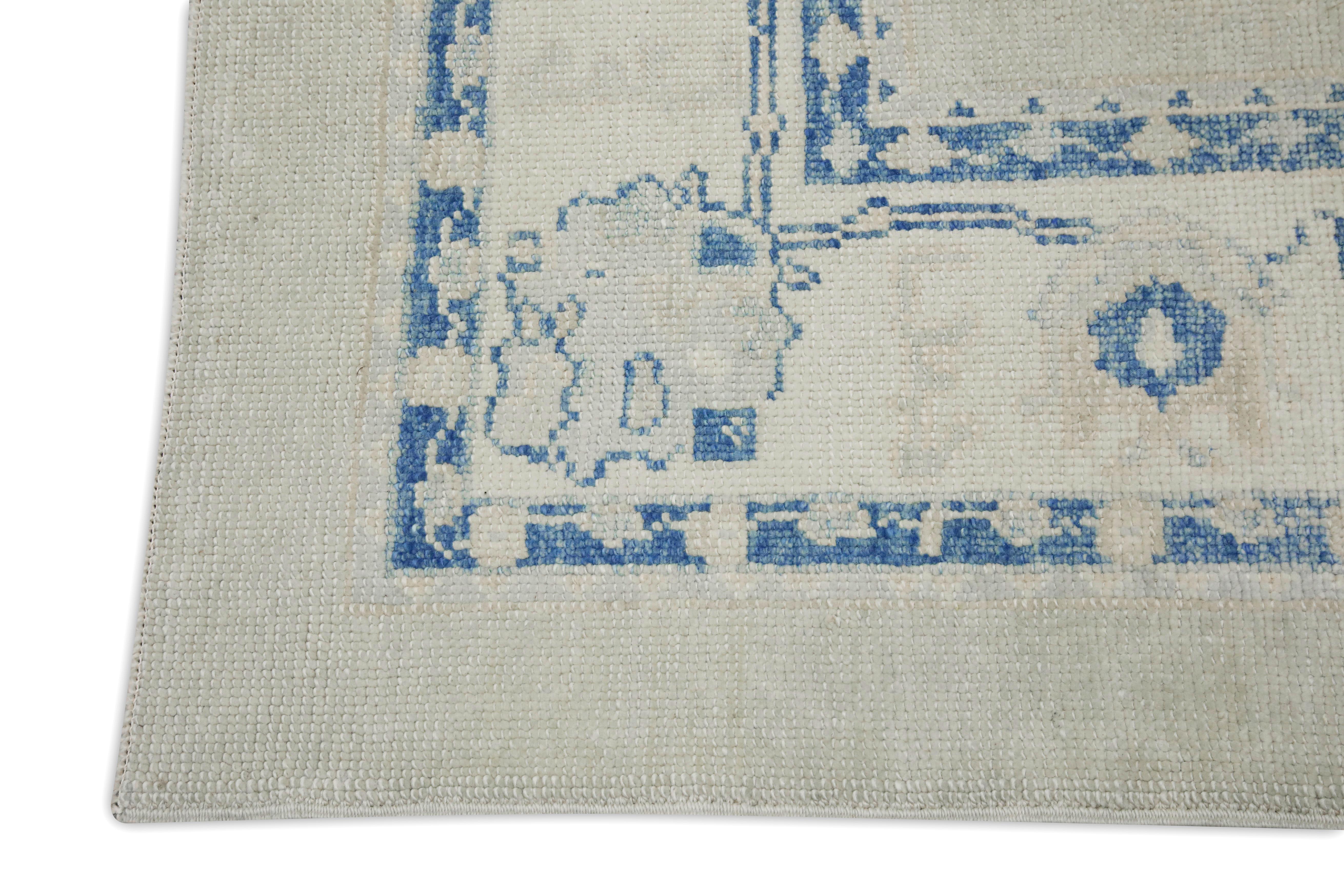 Turco Runner Oushak turco in lana intrecciata a mano con disegni floreali blu e verdi 6'5