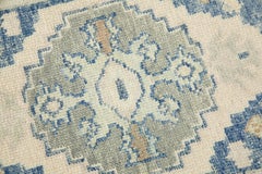 Blue & Green Geometric Design Handwoven Wool Turkish Oushak Rug
