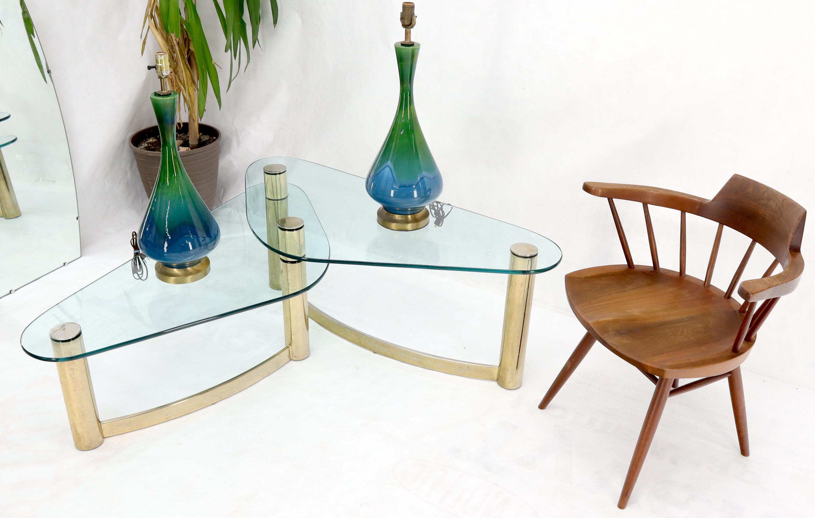 Blue and Green Glaze Onion Shape Pair of Pottery Ceramic of Table Lamps 5